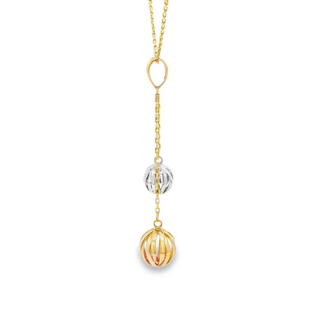 Yellow Gold Two-Tone Sphere Charm Necklace