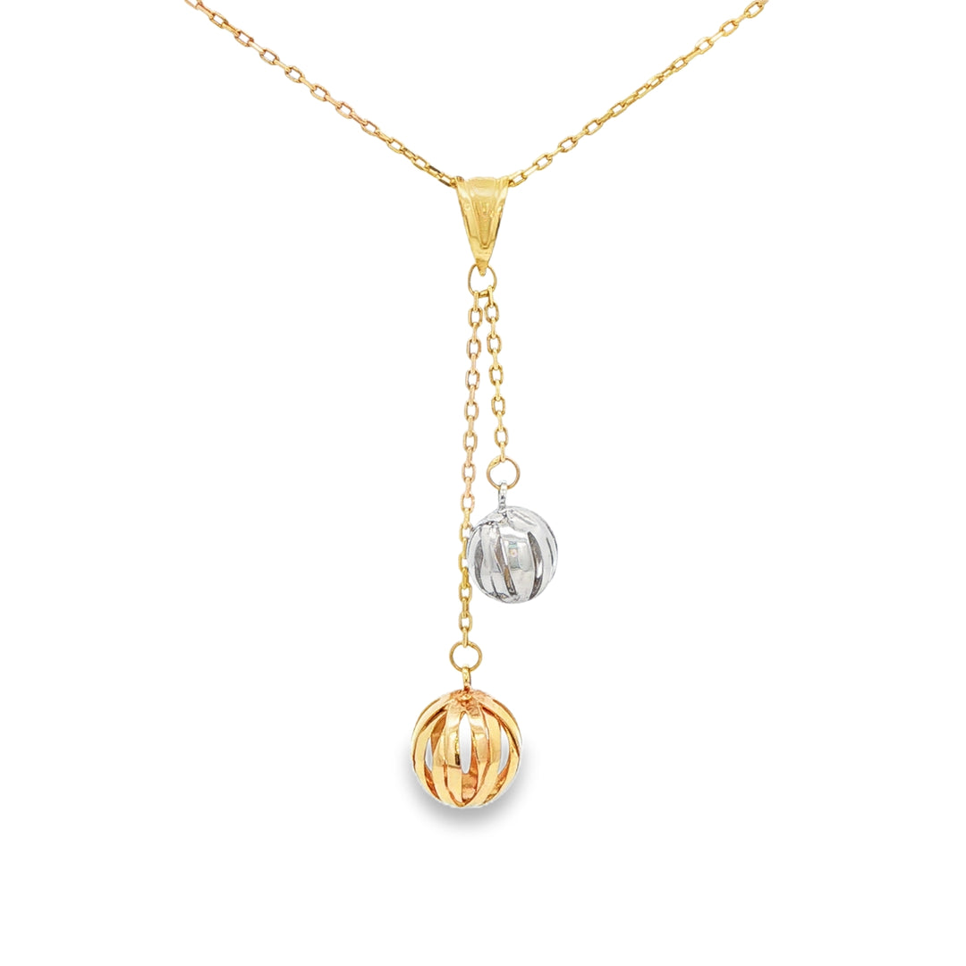 Yellow Gold Two-Tone Sphere Charm Necklace