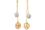 Two-Tone Gold Openwork Sphere Dangle Earrings