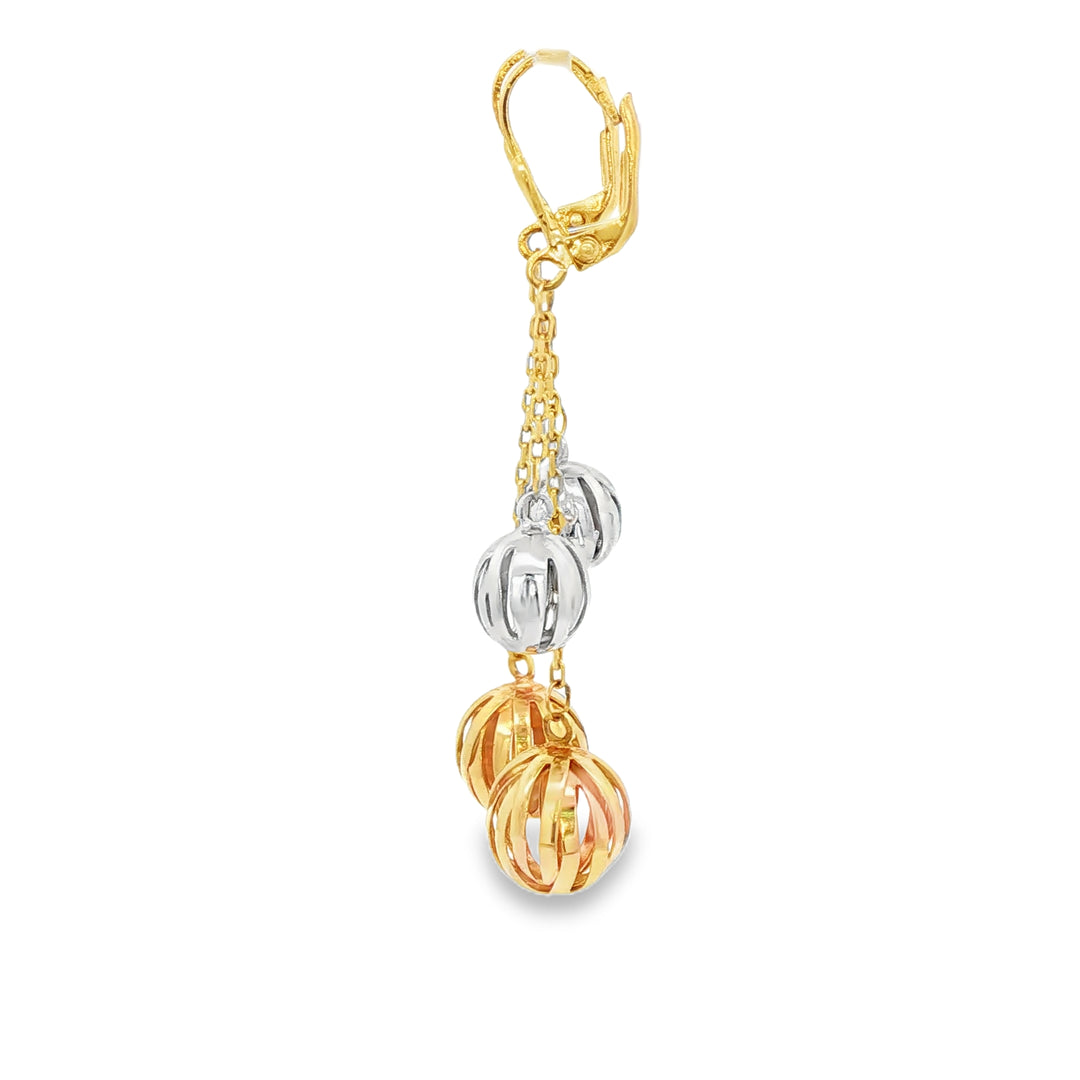 Two-Tone Gold Openwork Sphere Dangle Earrings
