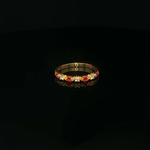 Load image into Gallery viewer, Yellow Gold Band Ring with Round Ruby &amp; Diamond Gemstones