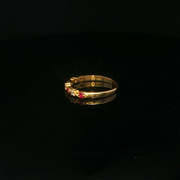 Yellow Gold Band Ring with Round Ruby & Diamond Gemstones