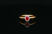 Yellow Gold Ring with Oval Ruby & Diamonds