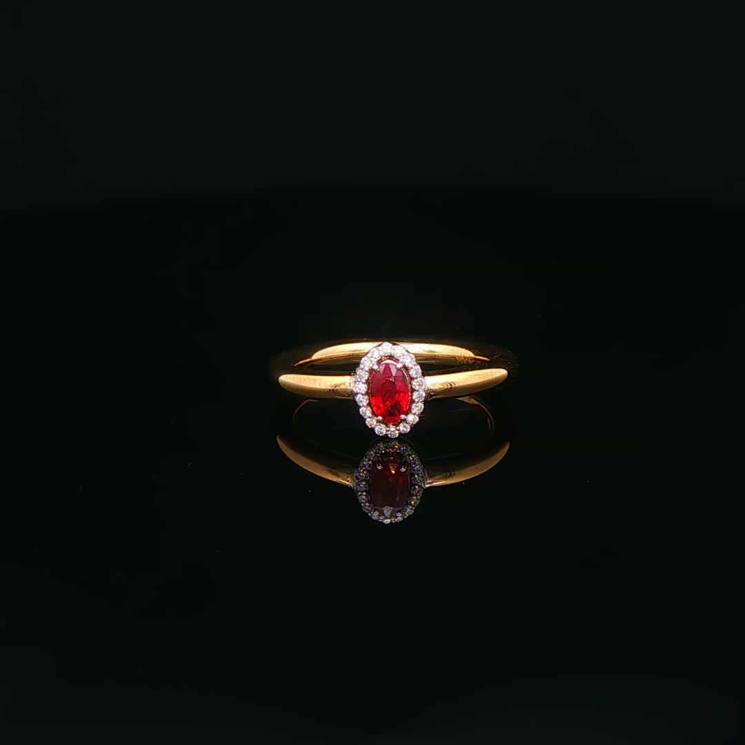 Yellow Gold Ring with Oval Ruby & Diamonds