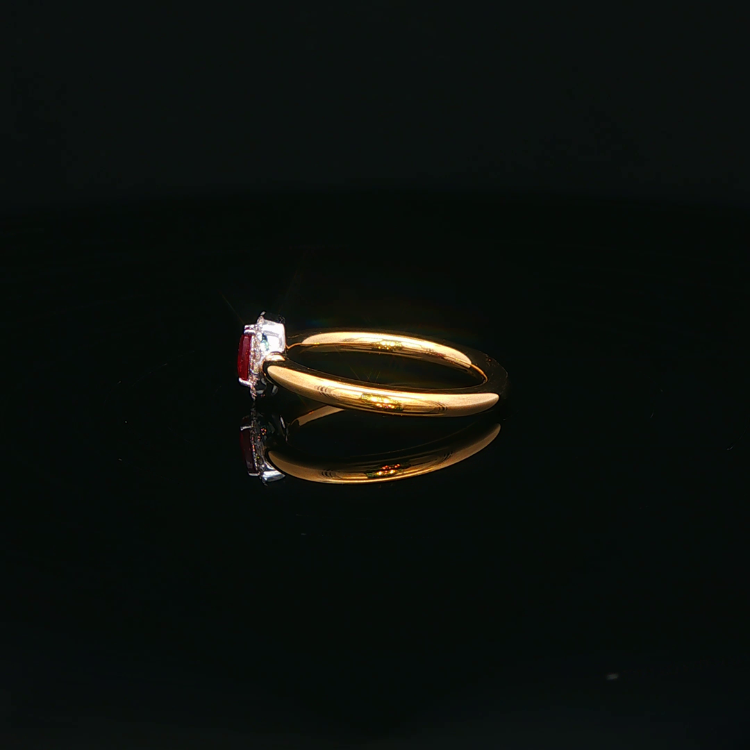Yellow Gold Ring with Oval Ruby & Diamonds