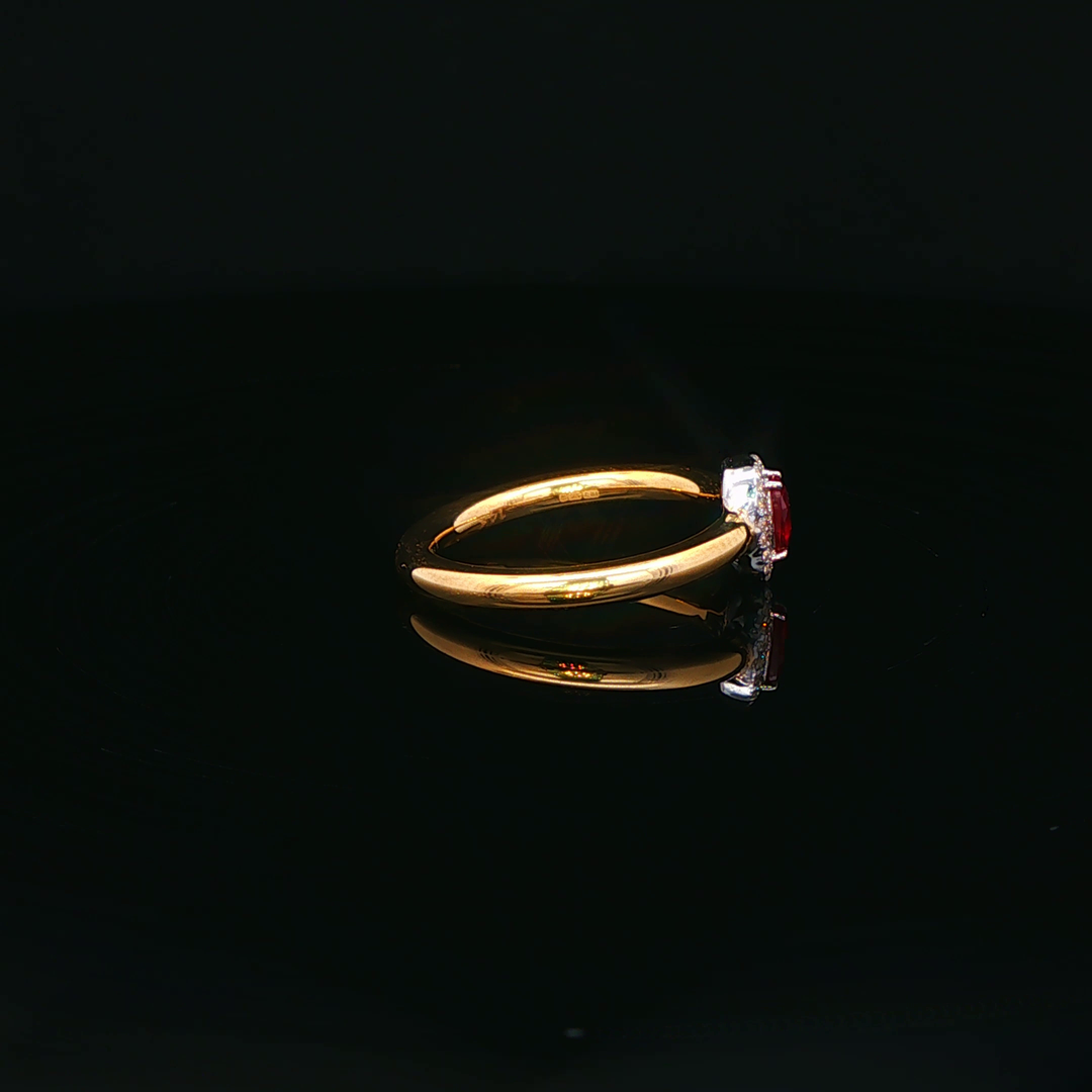 Yellow Gold Ring with Oval Ruby & Diamonds