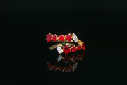 Yellow Gold Multistone Ring with Ruby and Diamond Accents