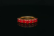 18ct Gold Ruby Multistone Band Ring with Round Cut Rubies