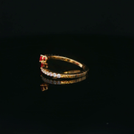 Load image into Gallery viewer, Yellow Gold Multistone Ring with Brilliant Cut Pear Shape Rubies