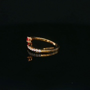 Yellow Gold Multistone Ring with Brilliant Cut Pear Shape Rubies