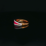 Load image into Gallery viewer, 18ct Rose Gold Ring with Round Cut Ruby &amp; Diamond Gemstones

