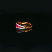 18ct Rose Gold Ring with Round Cut Ruby & Diamond Gemstones