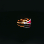 Load image into Gallery viewer, 18ct Rose Gold Ring with Round Cut Ruby &amp; Diamond Gemstones
