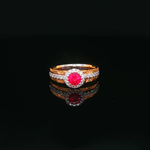 Load image into Gallery viewer, 18ct Rose &amp; White Gold Ring with Round Cut Ruby &amp; Diamonds
