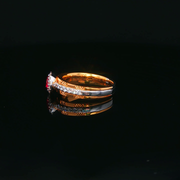 18ct Rose & White Gold Ring with Round Cut Ruby & Diamonds