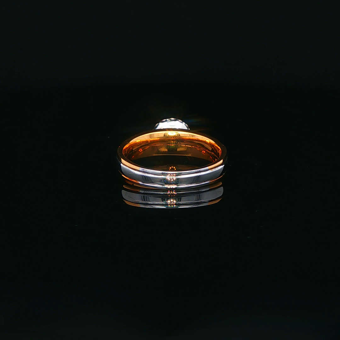 18ct Rose & White Gold Ring with Round Cut Ruby & Diamonds