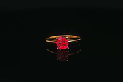 14ct Yellow Gold Ring Adorned with Round Cut Ruby Cluster
