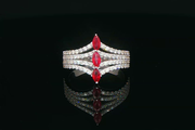 White Gold Multistone Ring with Marquise Cut Red Rubies