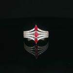 Load image into Gallery viewer, White Gold Multistone Ring with Marquise Cut Red Rubies