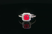 White Gold Cocktail Ring with Square Cut Ruby