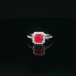 Load image into Gallery viewer, White Gold Cocktail Ring with Square Cut Ruby