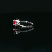 White Gold Cocktail Ring with Square Cut Ruby