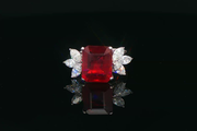 Ruby Cocktail Ring in White Gold Emerald Cut Ruby
