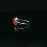 Load image into Gallery viewer, White Gold Cocktail Ring with Emerald Cut Ruby &amp; Diamonds