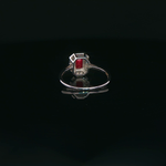 Load image into Gallery viewer, White Gold Cocktail Ring with Emerald Cut Ruby &amp; Diamonds