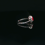 Load image into Gallery viewer, White Gold Cocktail Ring with Emerald Cut Ruby &amp; Diamonds