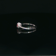 14ct White Gold Ring with Oval Brilliant Cut Ruby & Diamonds