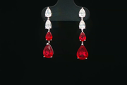 Ruby and Diamond Drop Earrings in White Gold