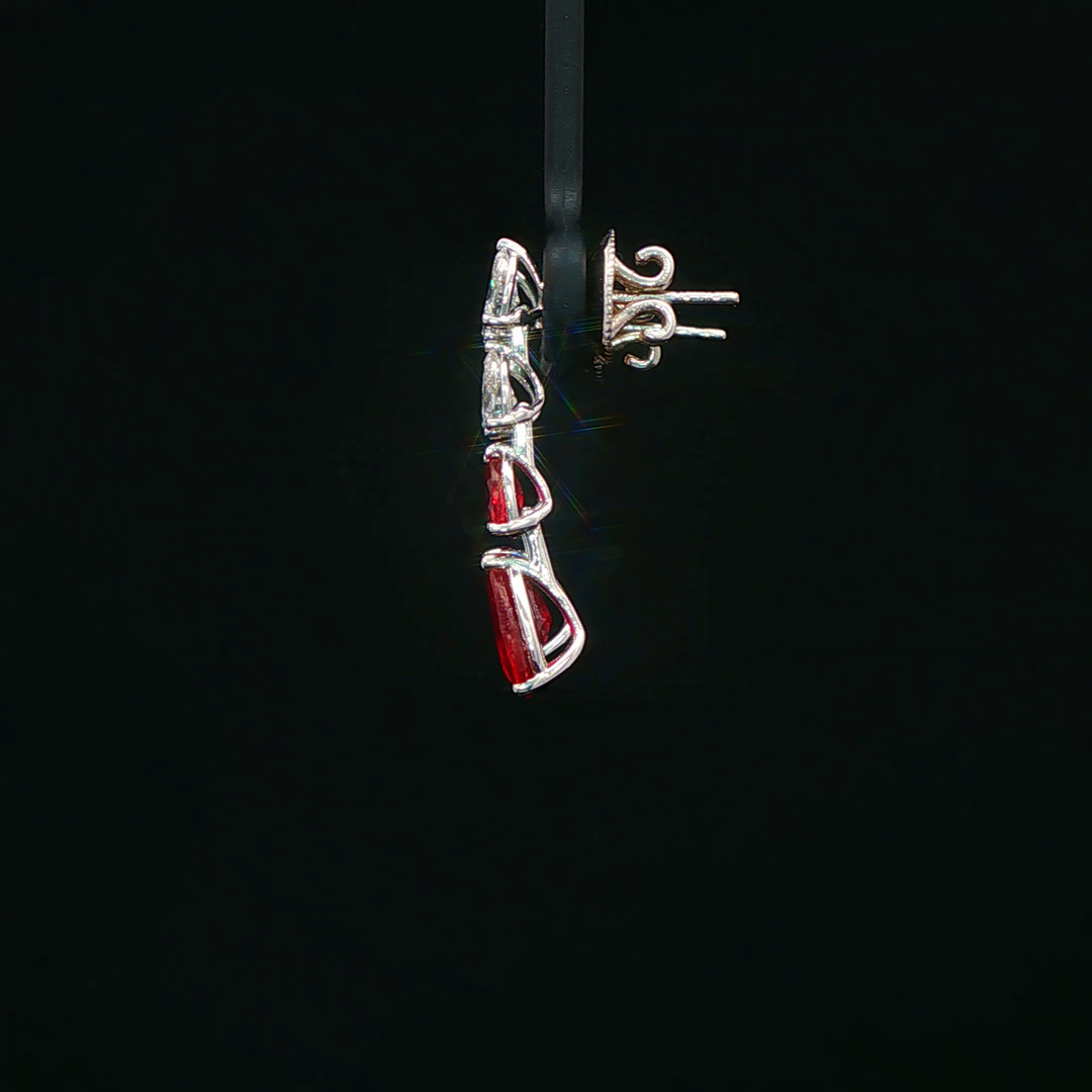 Ruby and Diamond Drop Earrings in White Gold