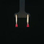 Load image into Gallery viewer, 14ct Yellow Gold Drop Earrings with Pear Shaped Ruby &amp; Diamond