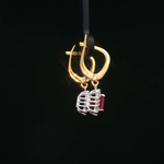Load image into Gallery viewer, 18ct Yellow Gold Drop Earrings with Emerald Cut Ruby &amp; Diamond