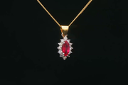 18ct Yellow Gold Necklace with Marquise Cut Ruby & Diamonds