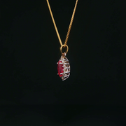 18ct Yellow Gold Necklace with Marquise Cut Ruby & Diamonds