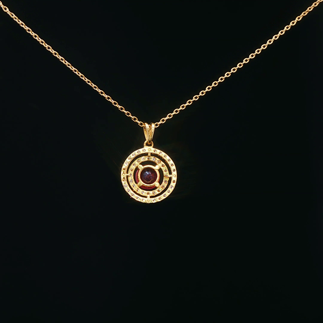 18ct Yellow Gold Ruby & Diamond Charm Necklace