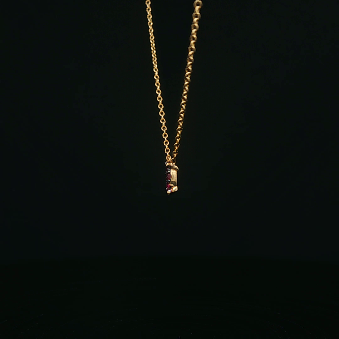 14k Yellow Gold Ruby Cluster Pendant Necklace