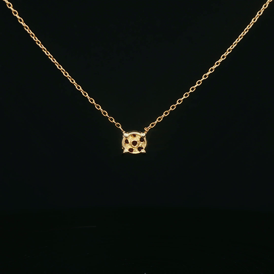 14k Yellow Gold Ruby Cluster Pendant Necklace