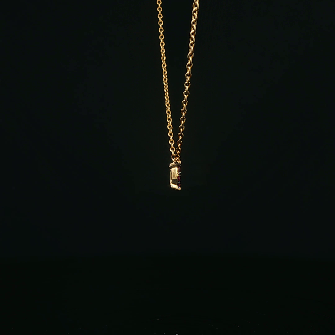 14k Yellow Gold Ruby Cluster Pendant Necklace