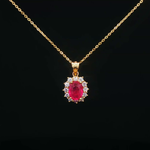 Load image into Gallery viewer, 18ct Yellow Gold Chain Necklace with Oval Ruby &amp; Diamond