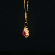 18ct Yellow Gold Chain Necklace with Oval Ruby & Diamond