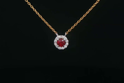 18ct Yellow Gold Necklace with Brilliant Red Ruby & Diamonds