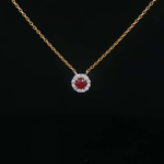 Load image into Gallery viewer, 18ct Yellow Gold Necklace with Brilliant Red Ruby &amp; Diamonds
