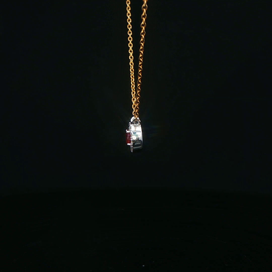18ct Yellow Gold Necklace with Brilliant Red Ruby & Diamonds