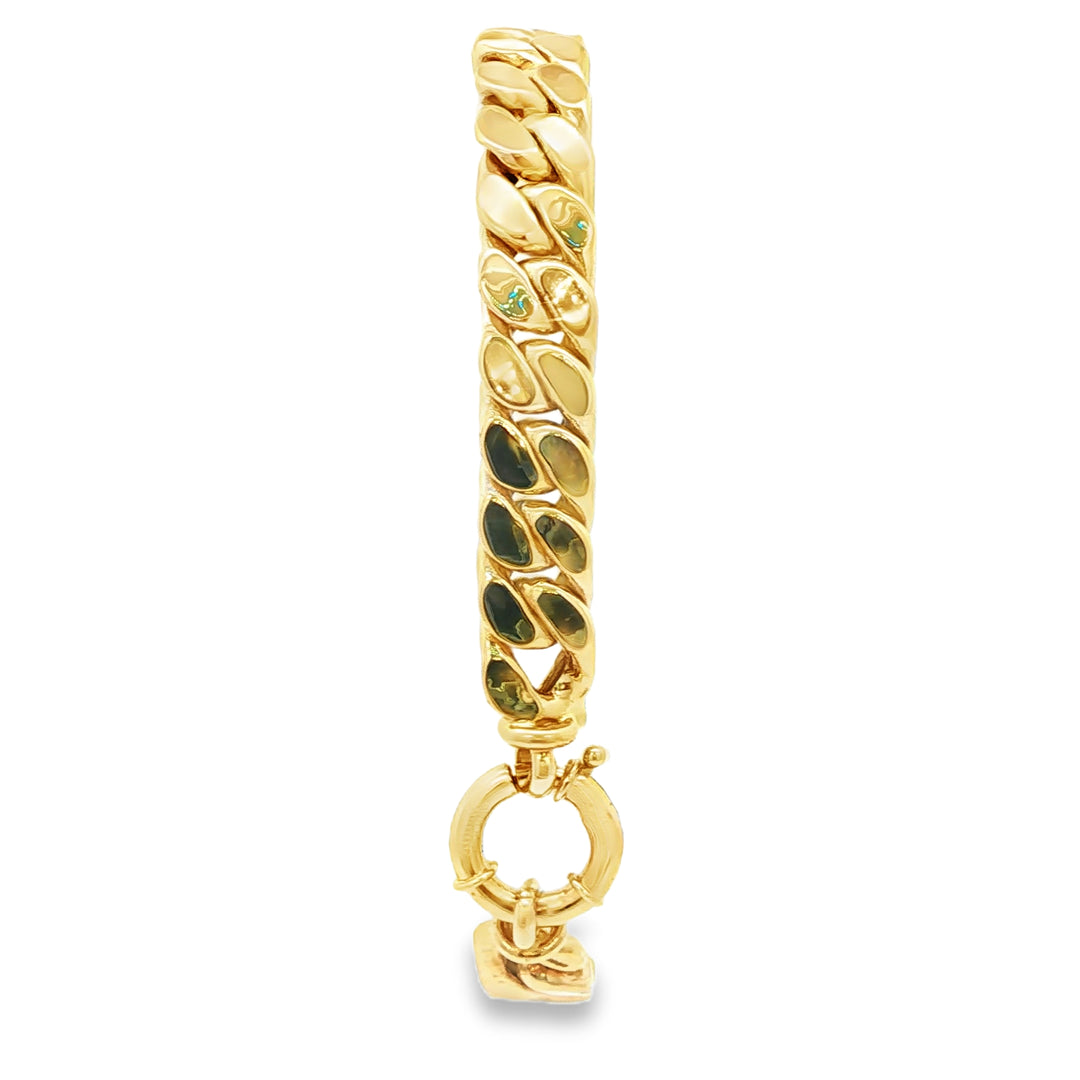 Luxurious Miami Cuban Link Chain Bracelet in Yellow Gold (Hollow Links)