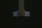 Yellow Gold Stud Earrings with Deep Blue Sapphire Cluster