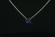 Yellow Gold Necklace with Deep Blue Sapphire Pendant