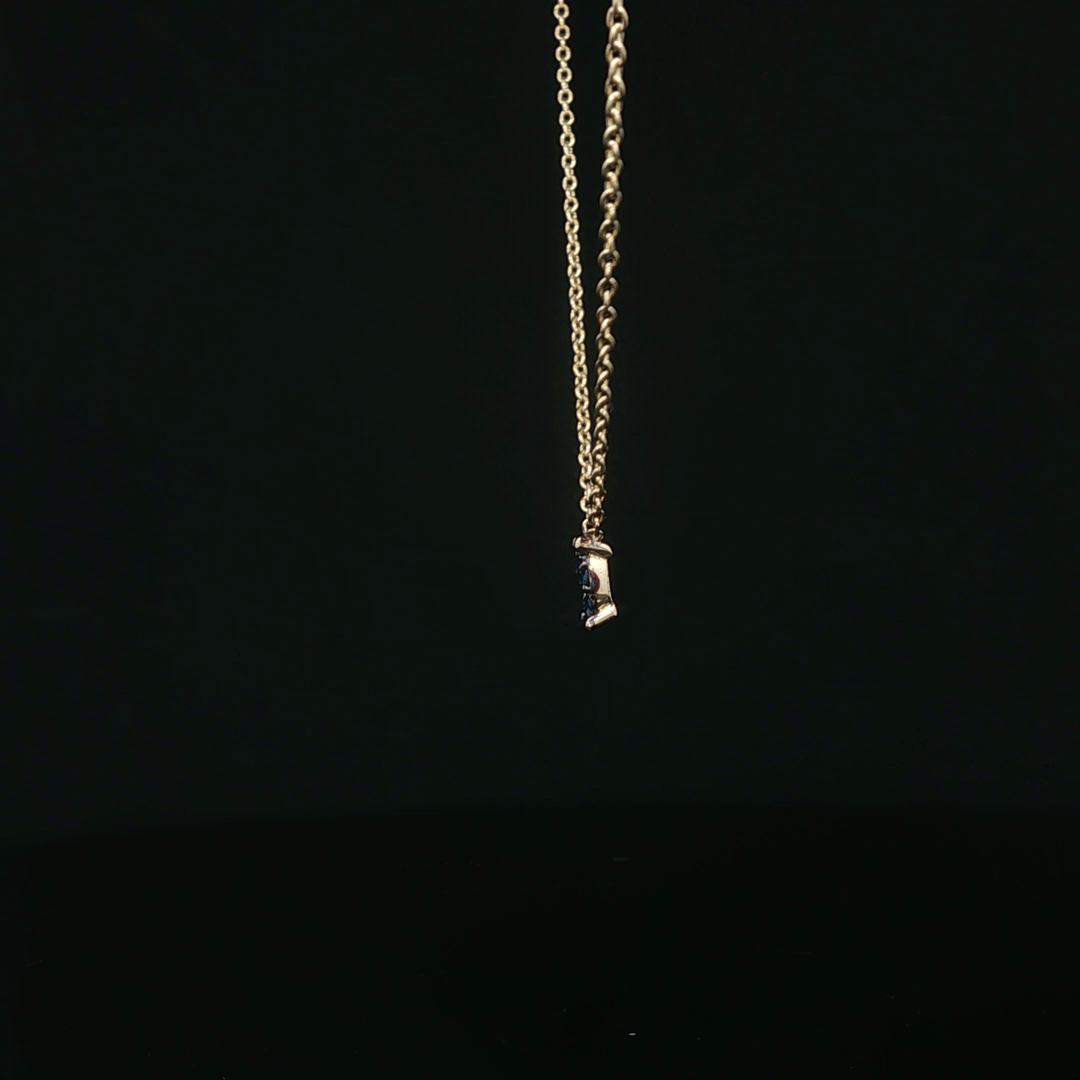 Yellow Gold Necklace with Deep Blue Sapphire Pendant